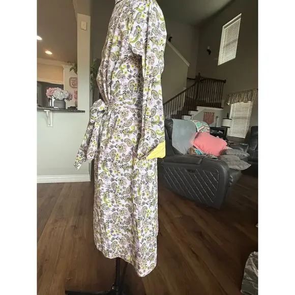 Court & Rowe Shirt Dress Paisley Floral Pink Yellow Tie Waist Women 6 - Picture 5 of 9